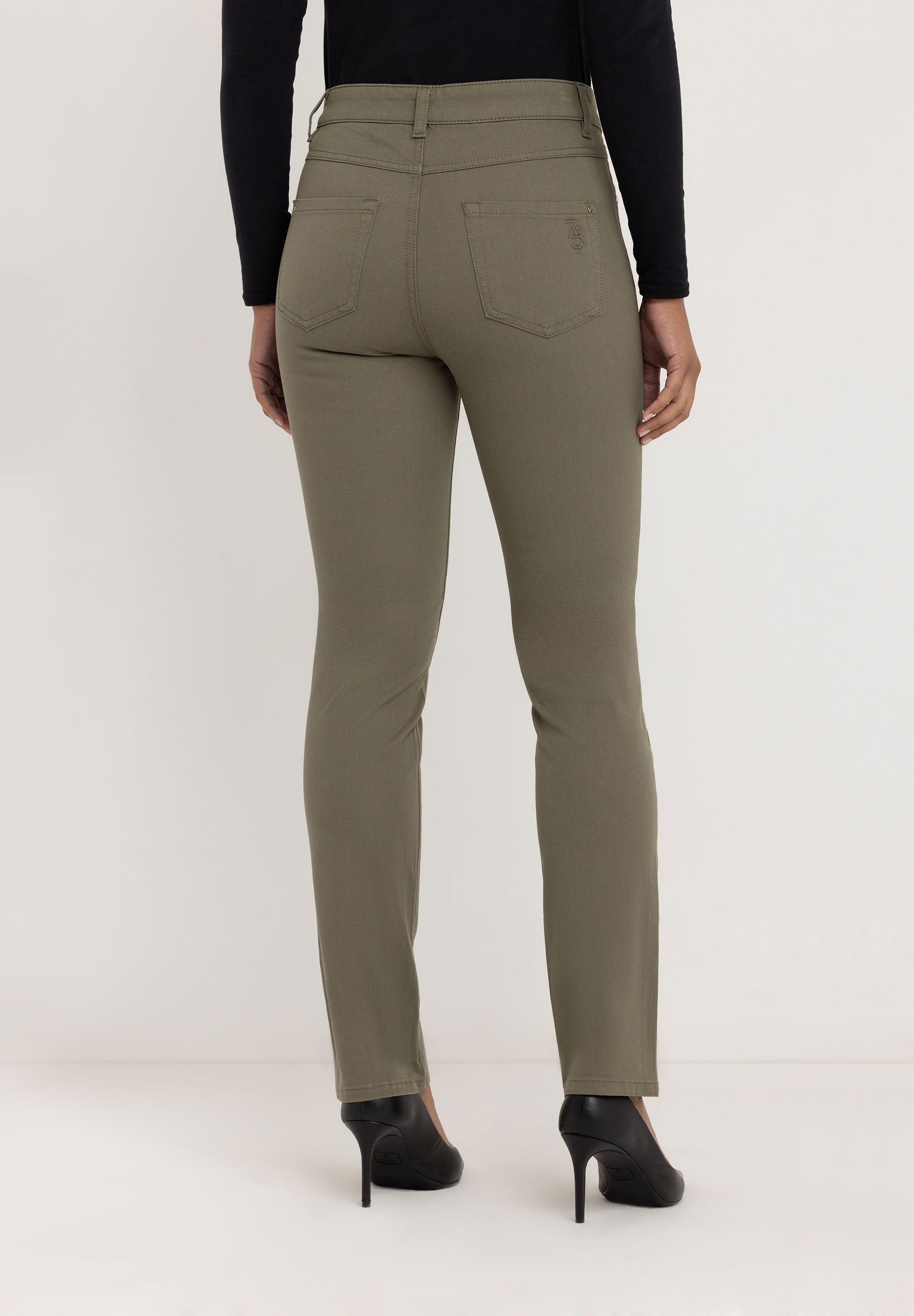 Kora Coloured Straight Broek | Mud Green